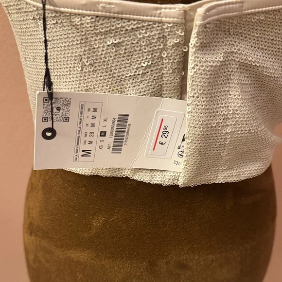 Zara Cream Strapless Crop Top - Picture 5 of 9